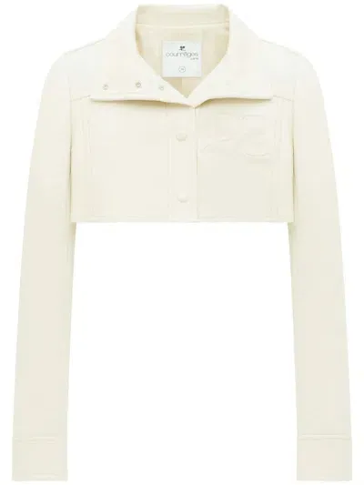 Courrèges Vinyl Iconic Cropped Jacket In White