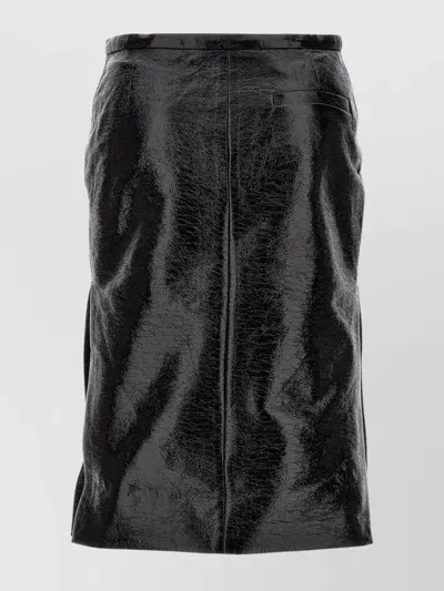 Courrèges Double Slit Vinyl Skirt In Black