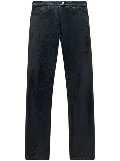 Courrèges Vinyl Slim-cut Trousers In Black