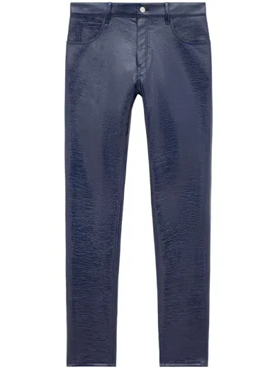 Courrèges Vinyl Slim-fit Trousers In Blue