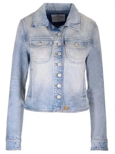 Courrèges Washed Denim Jacket In Light Blue