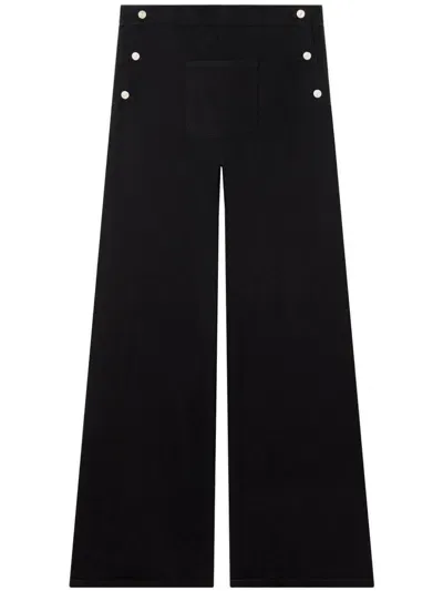 Courrèges Wide-leg Cotton-blend Trousers In Black