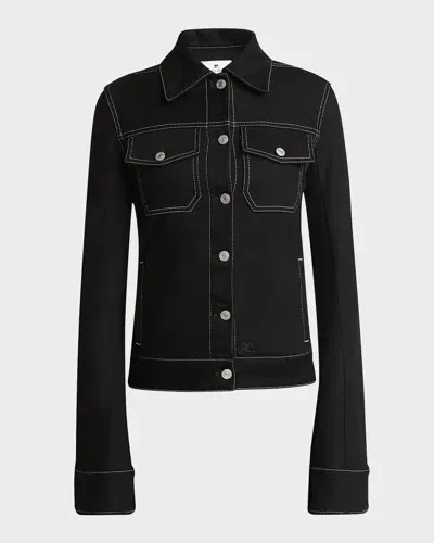 Courrèges Wide-sleeve Denim Trucker Jacket In Black White