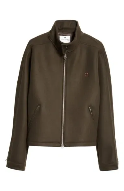 Courrèges Wool Blend Bomber Jacket In Mud Brown