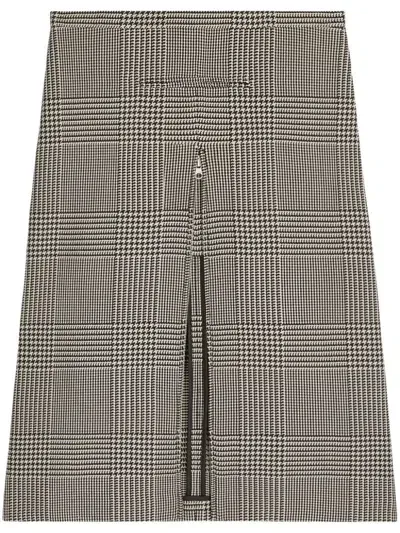 Courrèges Zip-detail Checked Midi Skirt In Grey