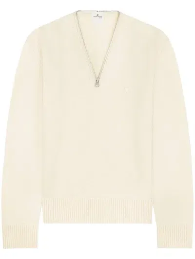 Courrèges Zip Sweater In White