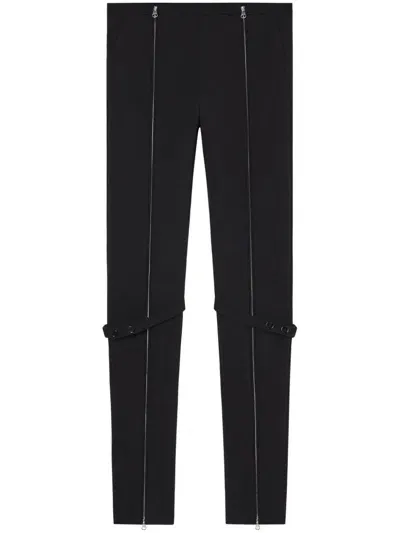 Courrèges Zip Wool Blend Pants In Black