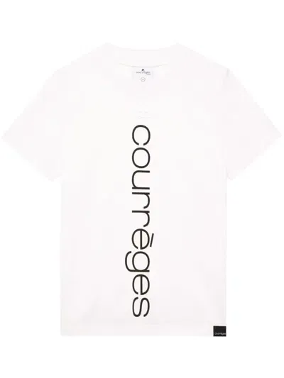 Courrèges Logo-print Cotton T-shirt In White