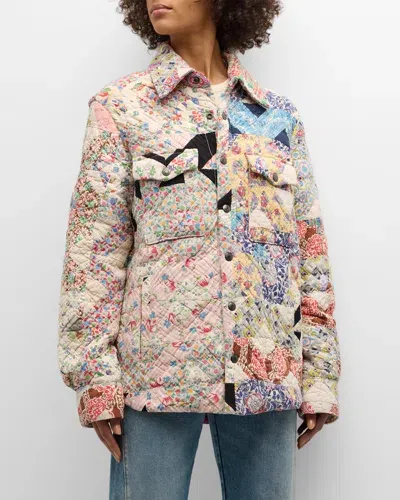 Cout De La Liberte Charlie Quilted Blanket Shirt Jacket In Multi 519