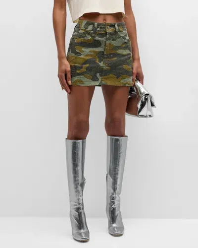 Cout De La Liberte Penelope Crystal Camo Mini Skirt In Camo Grn