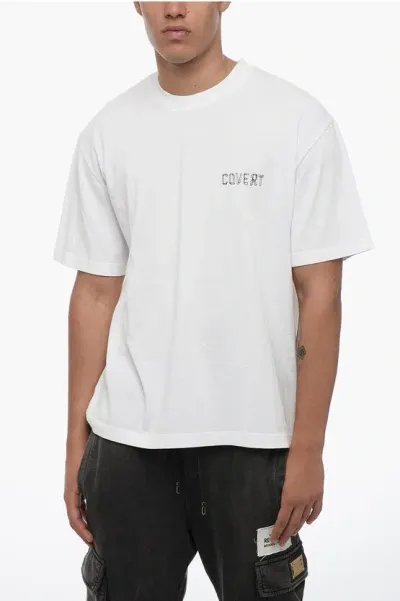 Covert Solid Color Crew-neck T-shirt With Printed Logo In White