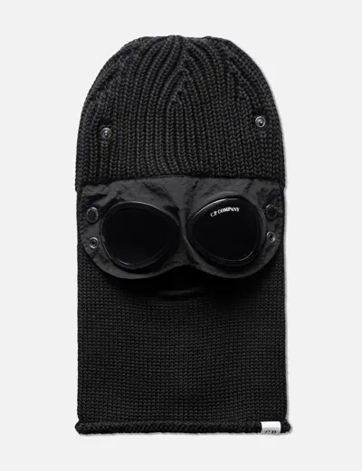 C.p. Company Extra Fine Merino Wool Goggle Balaclava In Black