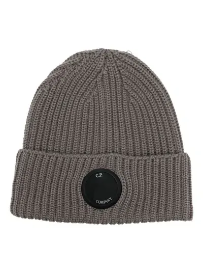 C.p. Company Lens-detail Beanie In Brown