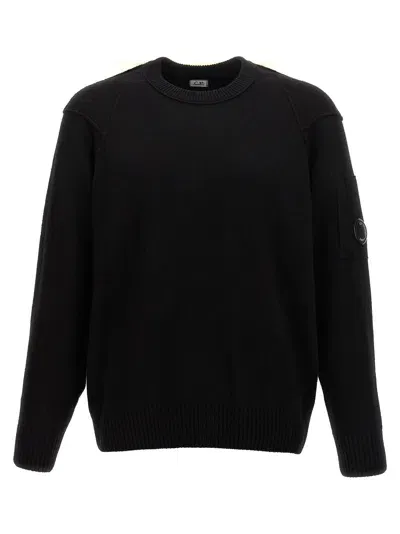 C.p. Company Lens-detail Cotton Jumper In Black