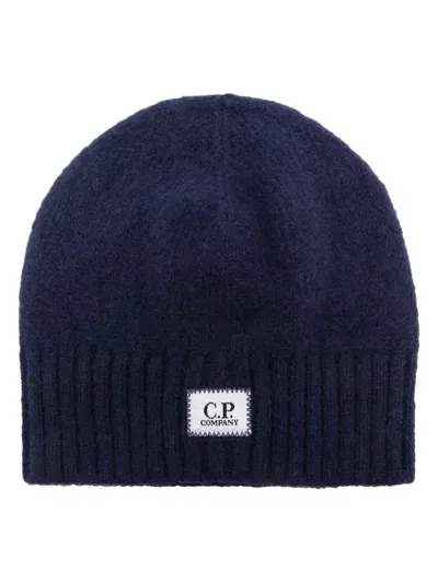 C.p. Company Logo-patch Beanie In Blue