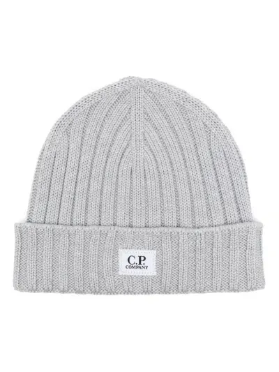 C.p. Company Logo-patch Beanie In Grey