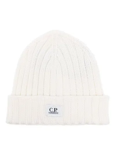 C.p. Company Logo-patch Beanie In Neutrals