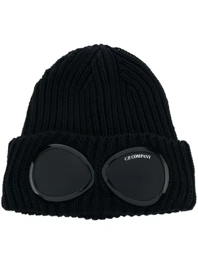 C.p. Company Cp Company Merino Wool Goggle Beanie In Navy