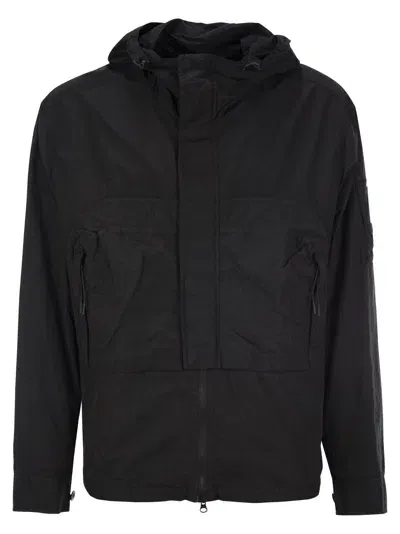 C.p. Company Cp Company Nylon Flatt Hooded Jacket In Black