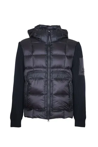 C.p. Company Ribbed Knit Padded Jacket In Black