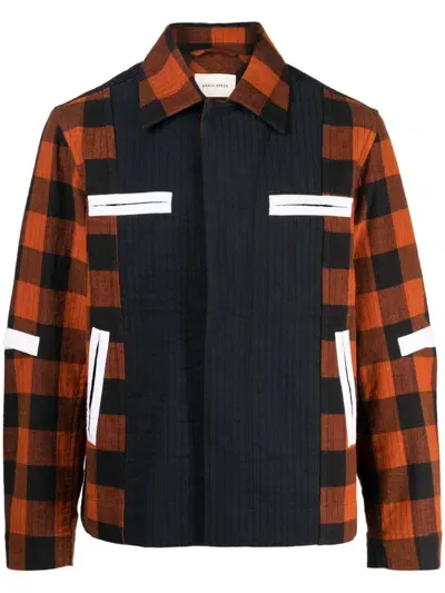 Craig Green Check-pattern Cotton Jacket In Blue