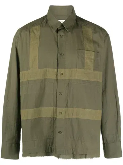 Craig Green Geometric-panelled Cotton Shirt In Green