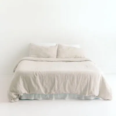 Creative Women Stone Washed Linen Duvet Cover Set In Natural Chambray