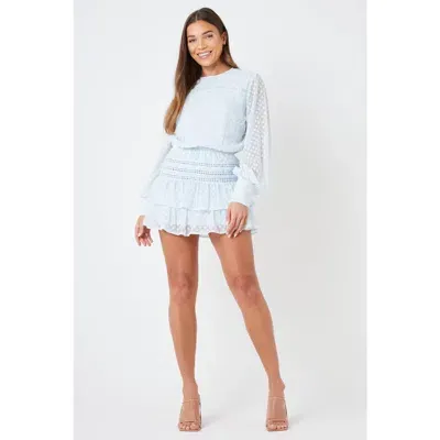 Creea The Label Long Sleeve Embroidered Mini Dress In Blue