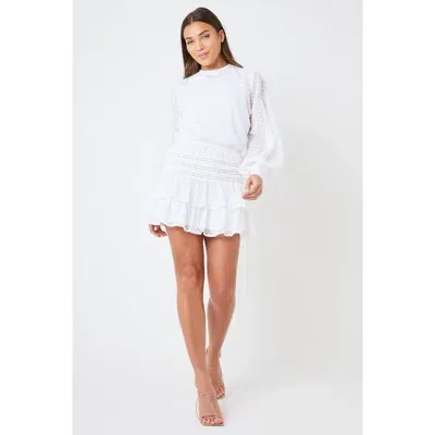 Creea The Label Long Sleeve Embroidered Mini Dress In White