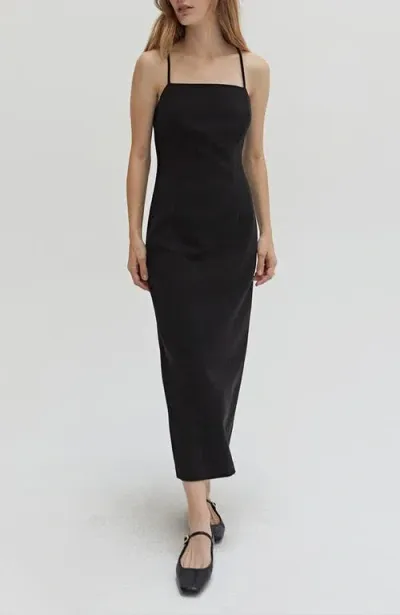 Crescent Crisscross Back Midi Dress In Black