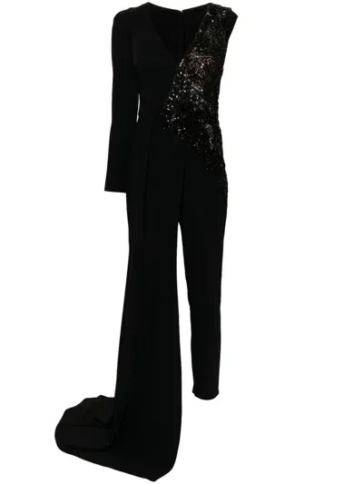 Cristallini Bead-embellished Jumpsuit In Black