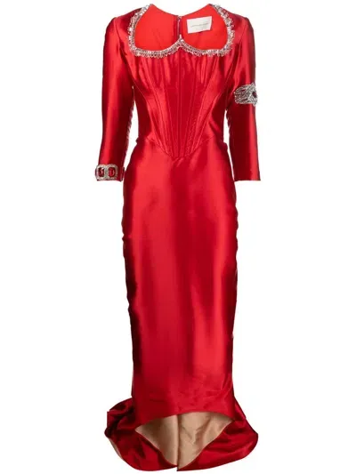 Cristina Savulescu Crystal-embellished Detail Gown In Red