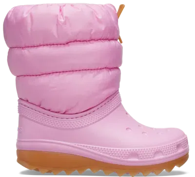 Crocs | Kids | Classic Neo Puff Boot | Boots | Pink Tweed / Gum | J3 In Pink Tweed/gum