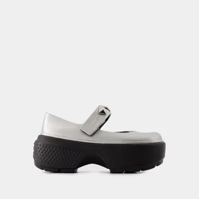 Crocs Stomp Mary Jane Ballerinas -  - Synthetic - Silver