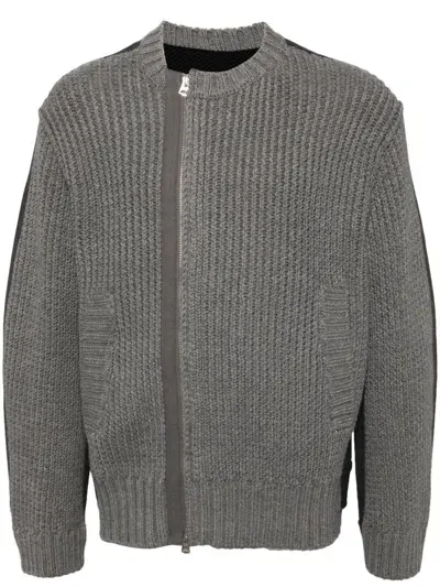 Croquis Side Placket Splicing Cardigan In Grey