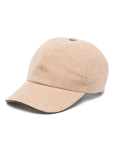 Cruciani Felted Baseball Cap In Brown