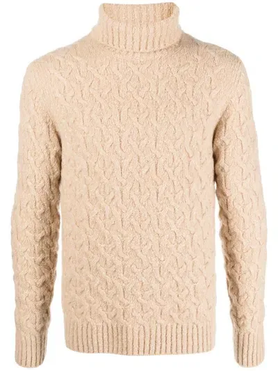 Cruciani Roll-neck Knit Jumper In Brown