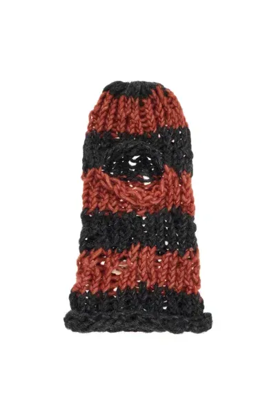 C.rusade Striped Balaclava Helmet In Red