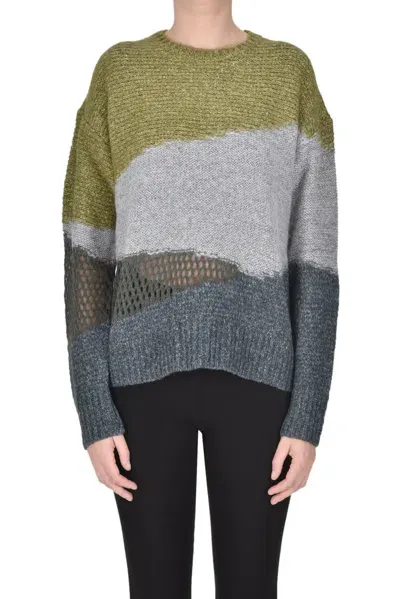 Ct Plage Color Block Pullover In Olive Green