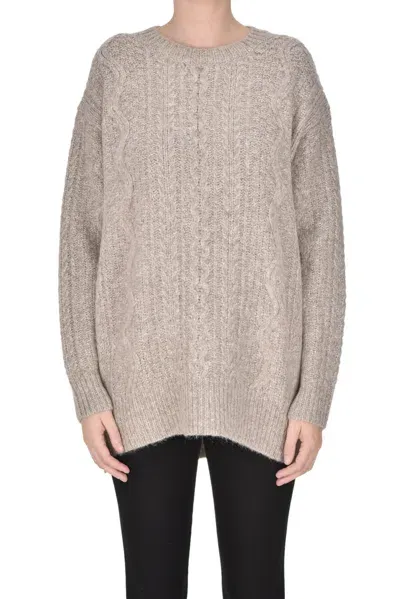 Ct Plage Oversize Woven Knit Pullover In Beige