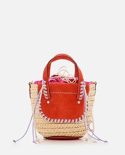 Cuba Lab Habanera Bandana Straw And Suede Handbag In Red