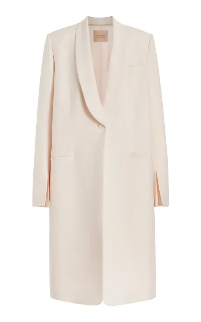 Cucculelli Shaheen Tuxedo Wool-silk Coat In Ivory