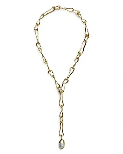 Cult Gaia Astrid Lariat Necklace With Pearlescent Detail In Gold