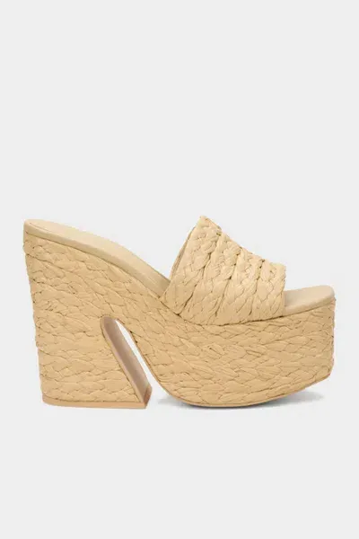 Cult Gaia Daria Raffia Platform Slide Sandals In Natural