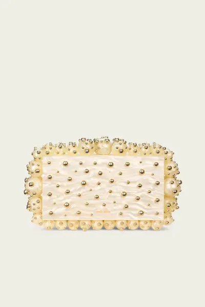 Cult Gaia Eos Clutch In Ivory Shiny Brass In Gold