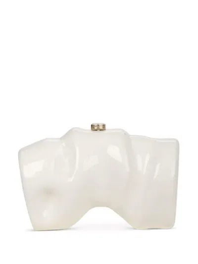 Cult Gaia Scrunch Acrylic Clutch Bag In White