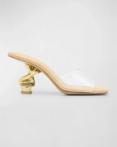 Cult Gaia Scrunch Clear Vinyl Mule Sandals In Neutrals