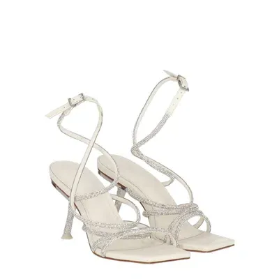 Cult Gaia Isa 70mm Leather Sandals In White