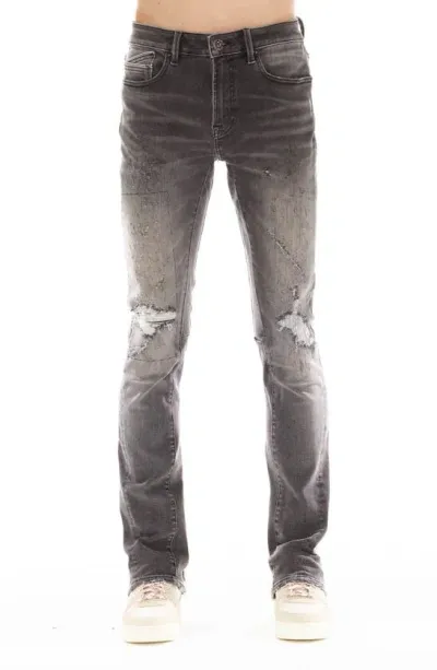 Cult Of Individuality Lenny Ripped Bootcut Jeans In Coal