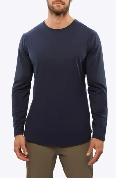 Cuts Ao Curved Hem Long Sleeve T-shirt In Pacific Blue